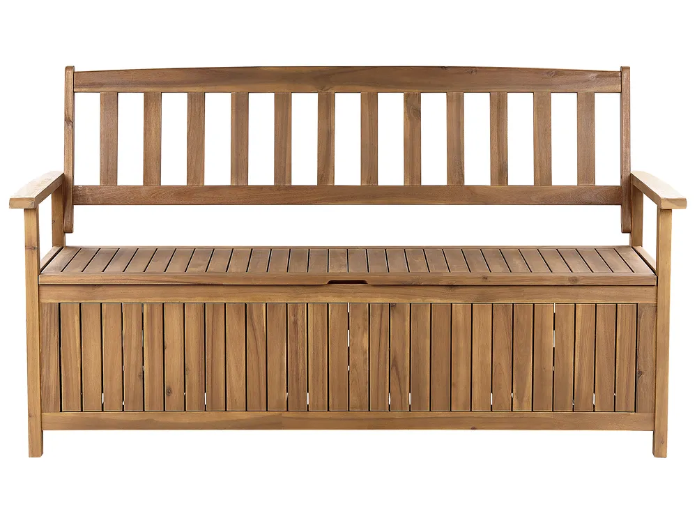 Gartenbank mit Auflage SOVANA 160 cm mit Stauraum Akazienholz Taupe_922572
