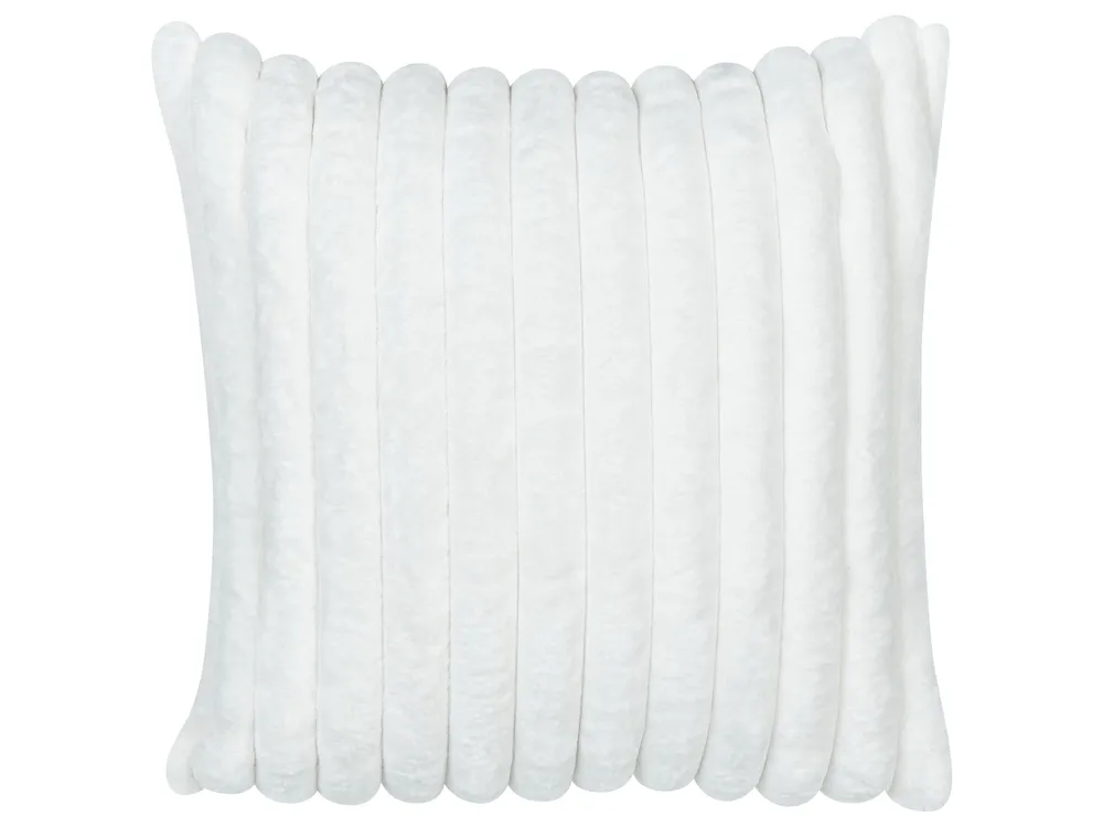 Dekokissen 2er Set RAKYA 45 x 45 cm Webpelz Weiß Streifenmuster_917550
