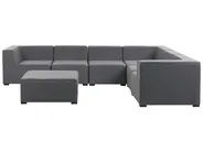 Garten Ecksofa mit Ottomane 7-Sitzer AREZZO modular Grau linksseitig_778113