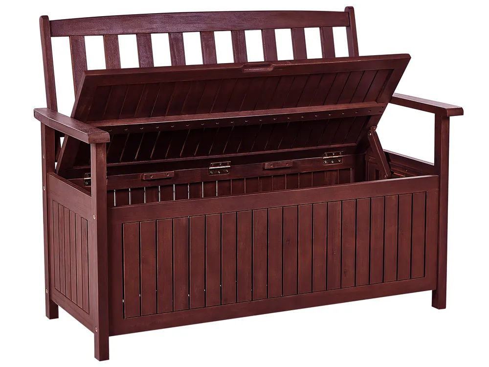 Garden Bench with Cushion SOVANA 120 cm with Storage Acacia Wood Light Grey_884045