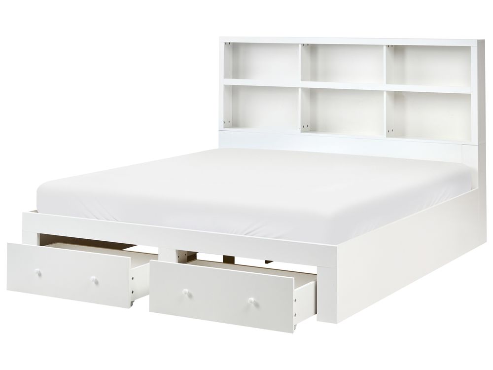 Bed with Storage Drawers TARARE White 180 x 200 cm (EU Super King)