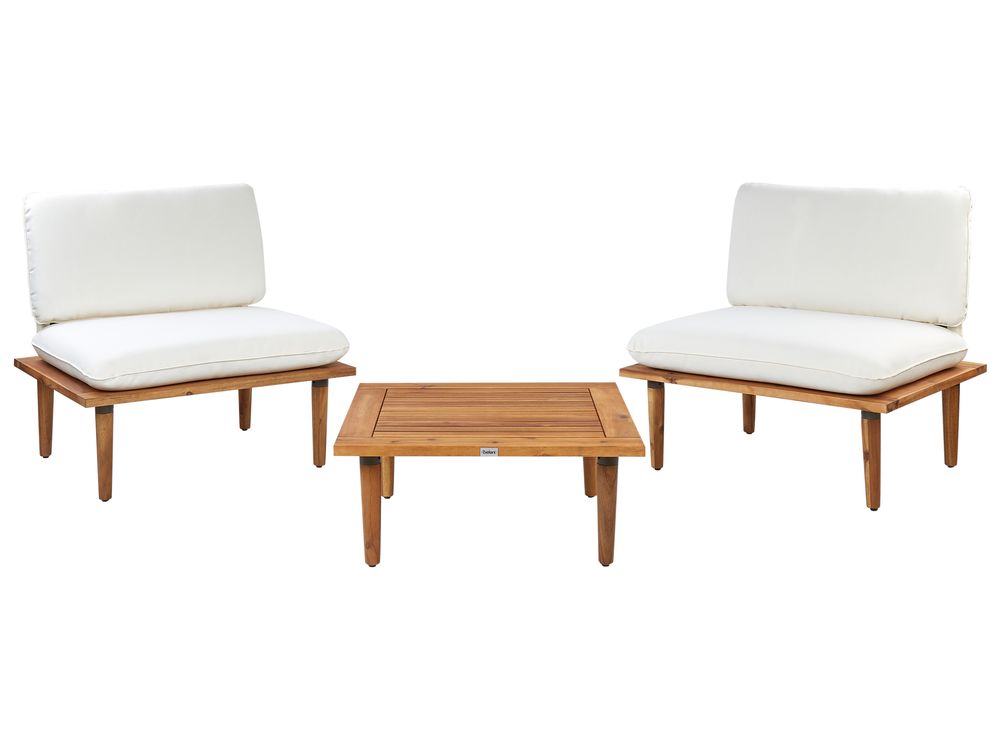 Lounge Set mit Tisch 2-Sitzer FRASCATI modular zertifiziertes Akazienholz Cremeweiß