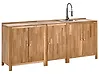 Outdoor-Küche 3er Set mit Spüle VENOSA Braun / Schwarz Akazienholz