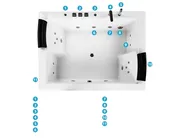Kotna masažna kad z osvetlitvijo LED SALAMANCA 183 x 142 cm Bela_782684