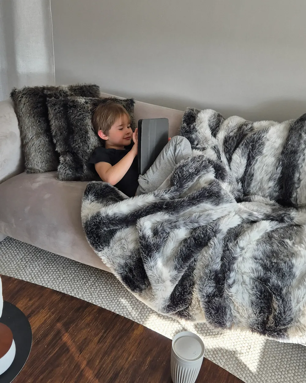 Blanket TAZA Fabric 150 x 200 cm Grey_980807