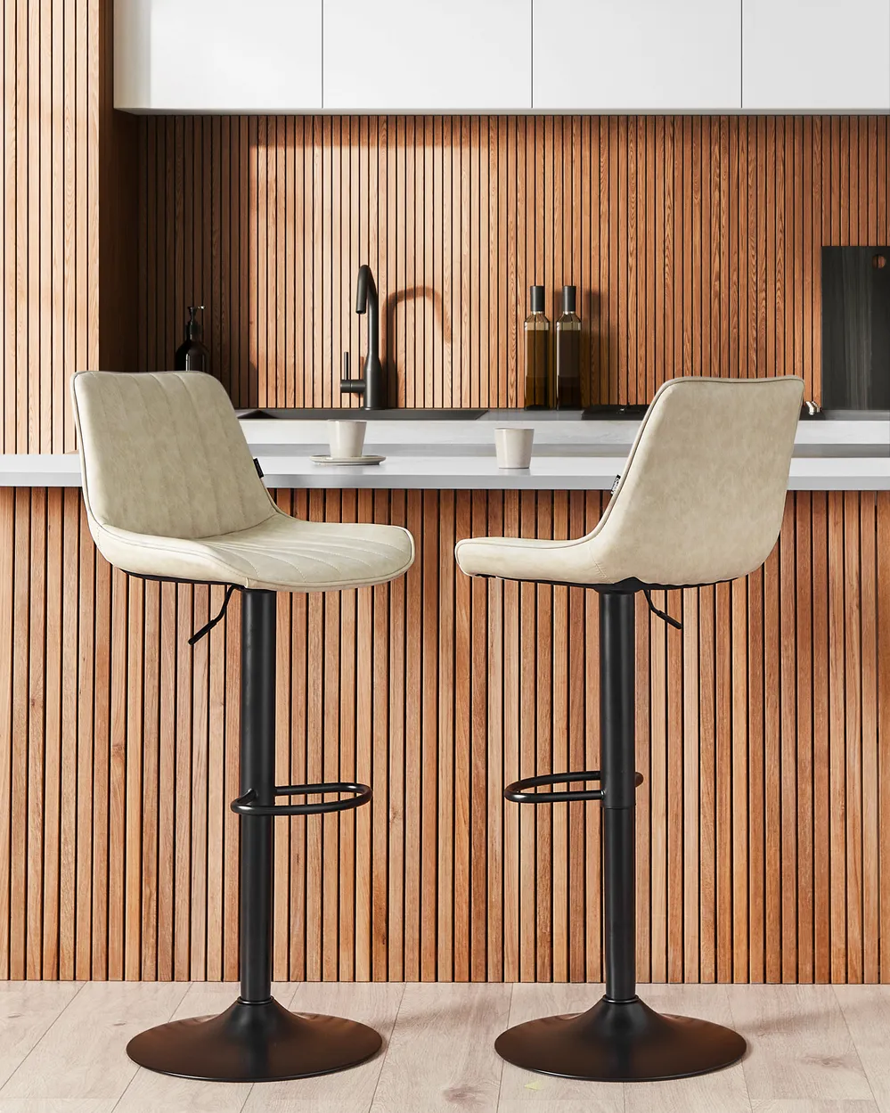 Swivel Bar Soft Leather Bar Stools Set Of Bar Chairs DUBROVNIK - Main Image