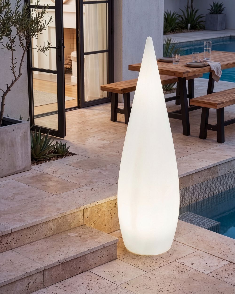 Lampadaire d'extérieur LED VULETAS Avec télécommande Blanc