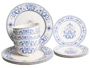 Tafelservice 12-teilig GALANGAL Porzellan Weiß / Blau_1068980