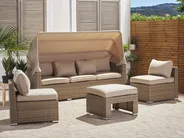 Lounge Set mit Tisch 5-Sitzer COCCOLIA modular Polyrattan Beige_811626