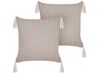 Dekokissen 2er Set HAKONE 42 x 42 cm Taupe Geometrisches Muster