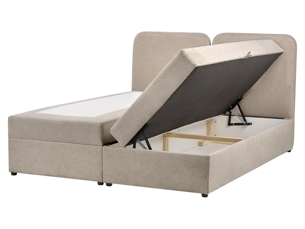 Kontinentalni krevet s prostorom za pohranu CHANCELLOR Sivo-bež 160 x 200 cm