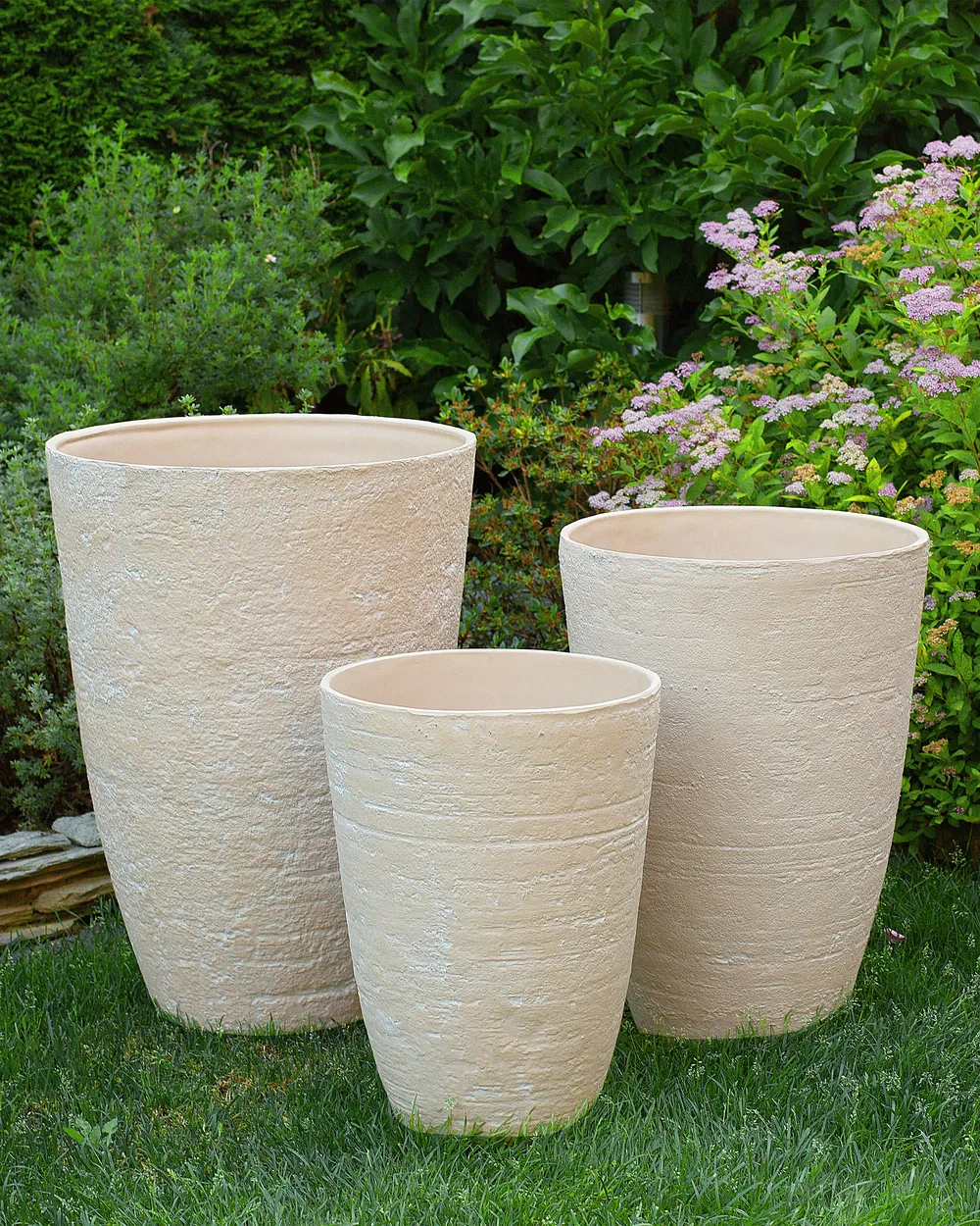 Set mit 2 Blumentöpfen CAMIA 51 cm Beige