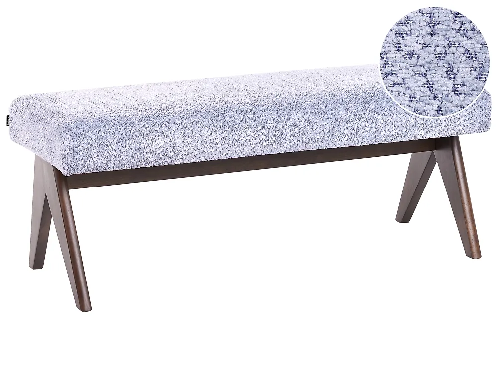 Upholstered Bench TAMRE Chenille Light Blue/ Dark Brown_1183136