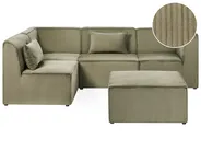 Modul Ecksofa 4-Sitzer LEMVIG mit Ottomane Cord Grün rechtsseitig_875803