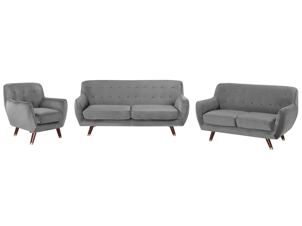 Sofa Set 6-Sitzer BODO Samtstoff Grau