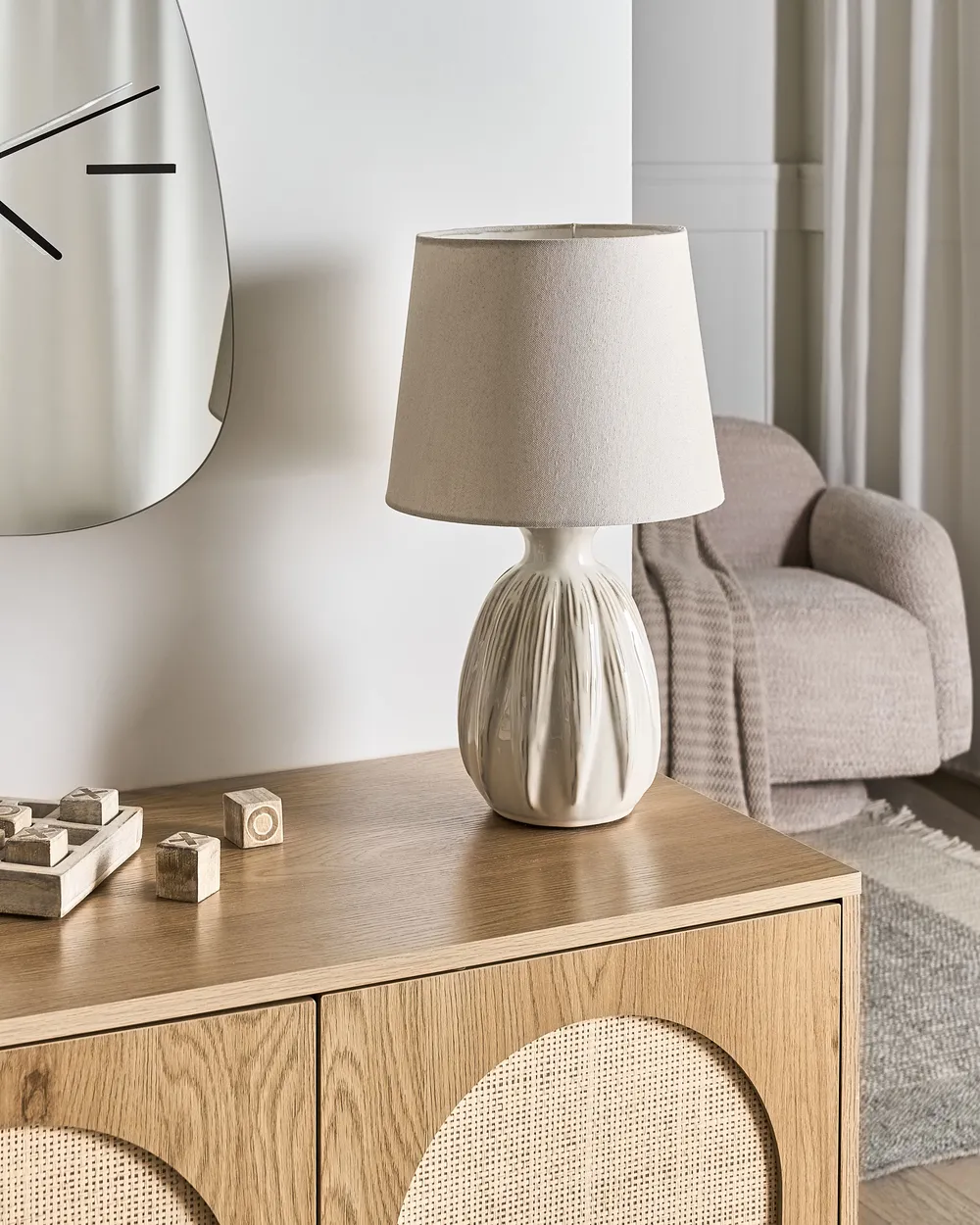 Table Lamp AGUAN Ceramic Light Beige_1032814