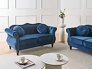 Sofa 2 Seater SKIEN Velvet Navy Blue_1171078