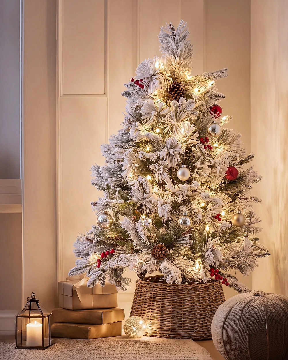 Künstlicher Weihnachtsbaum mit Schnee MASALA 120 cm Weiß