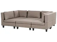 Modular U-Shape Sofa 5 Seater UNSTAD with Ottoman Fabric Brown_891289