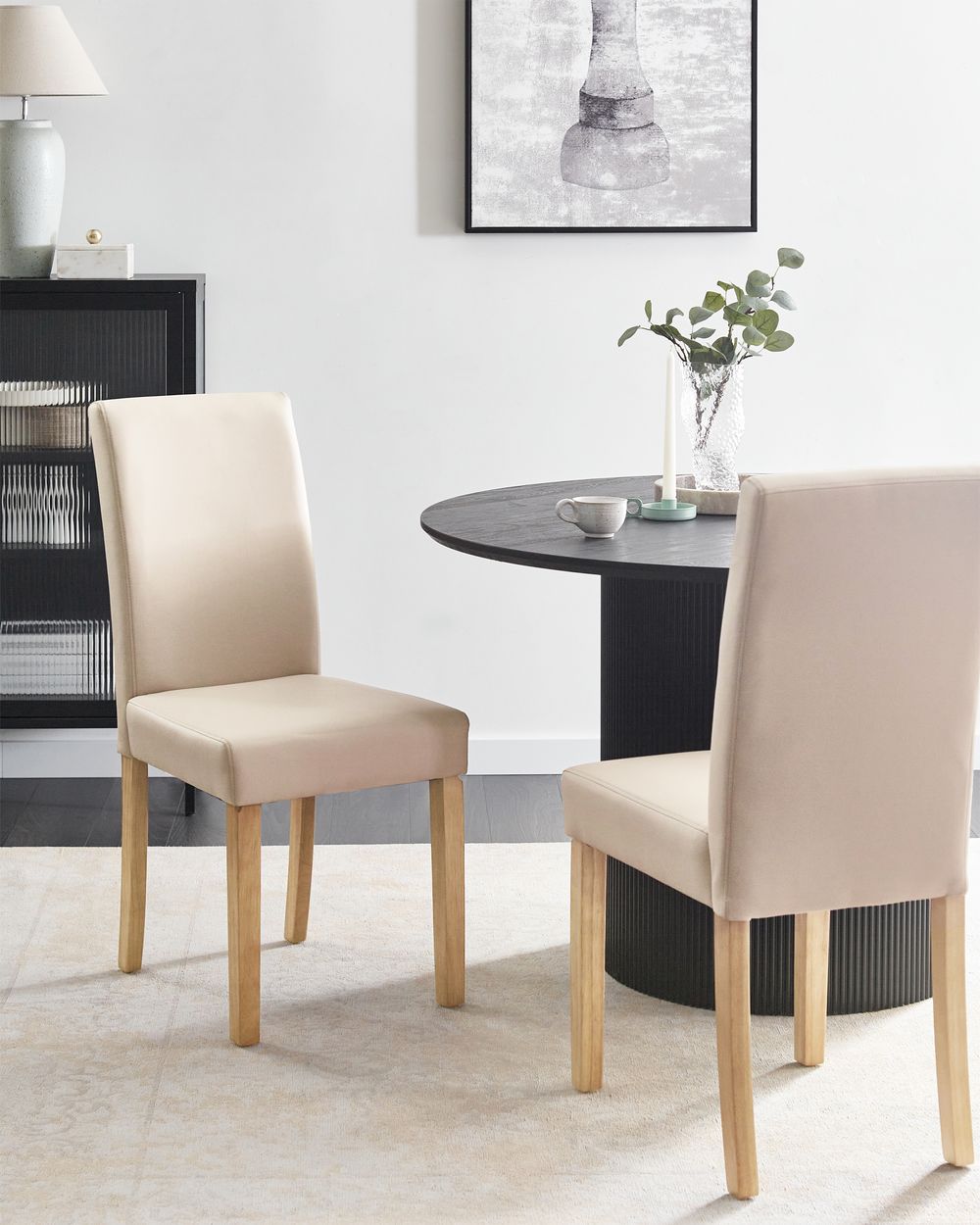 Lot de 2 chaises de salle à manger BROADWAY Cuir PU Beige