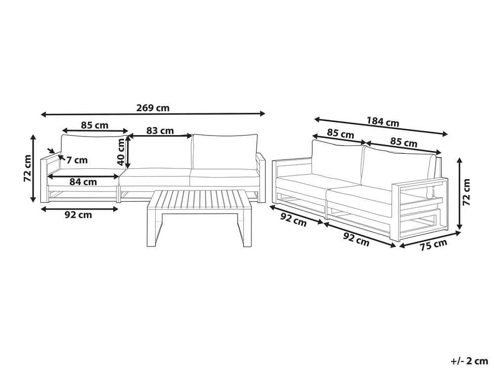 Lounge Set mit Tisch 5-Sitzer TIMOR modular zertifiziertes Akazienholz Hellbraun_905729