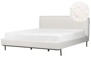 Bett mit Lattenrost Bouclé CORIO 180 x 200 cm Cremeweiß_903263