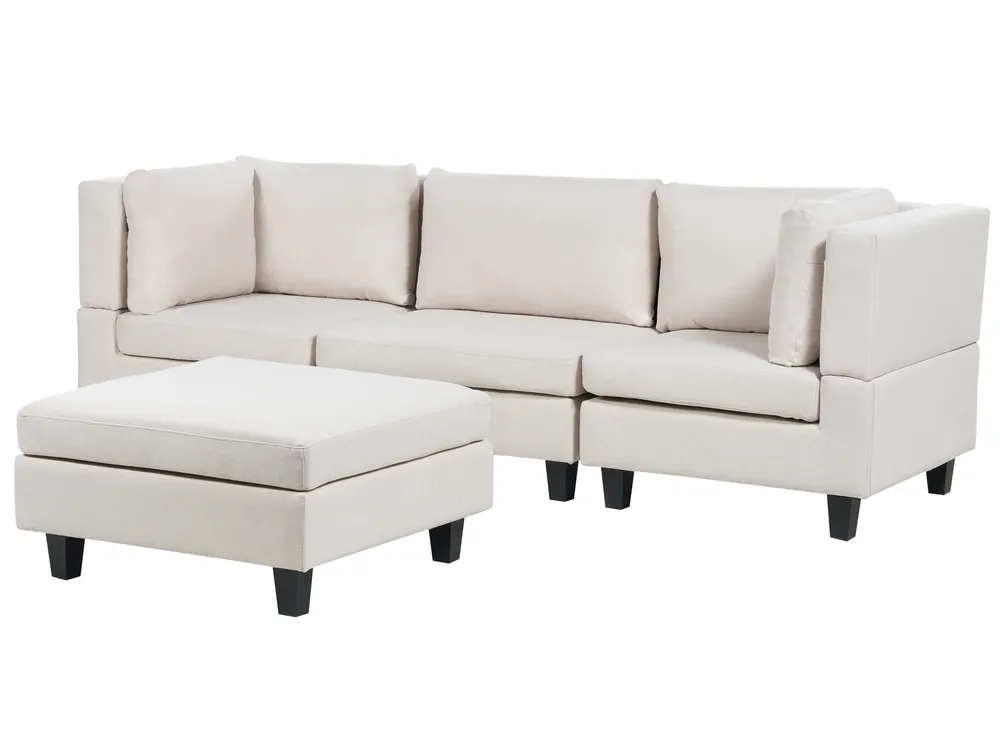 Modulsofa 3-Sitzer UNSTAD mit Ottomane Stoff Hellbeige_891100