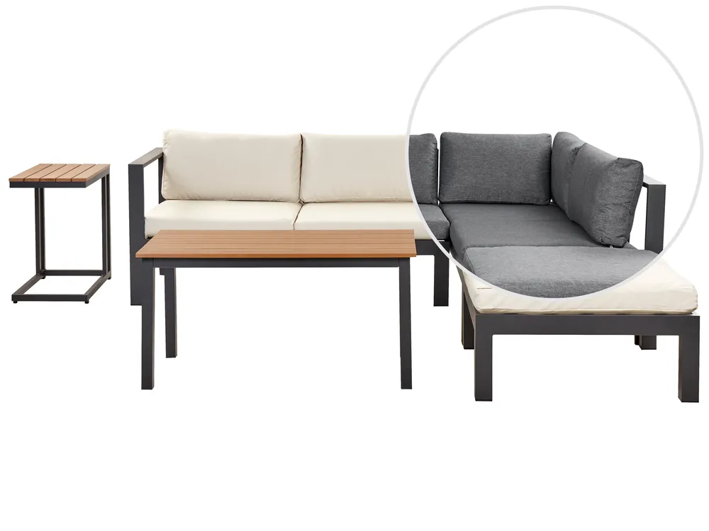 Garten Ecksofa mit Tisch 5-Sitzer MESSINA Grau / Beige linksseitig