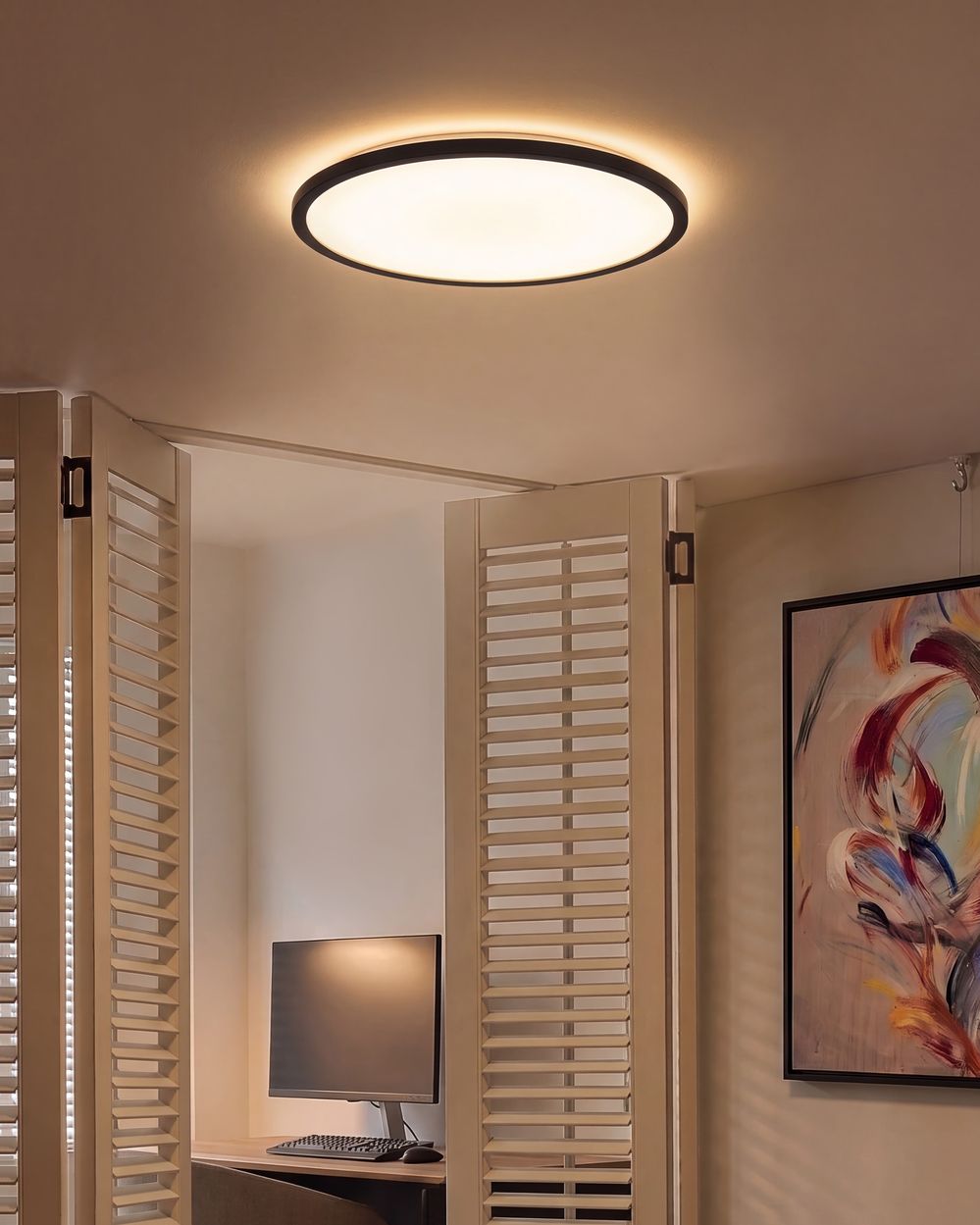 LED Deckenlampe VELORA mit Fernbedienung mit Dimmer Schwarz