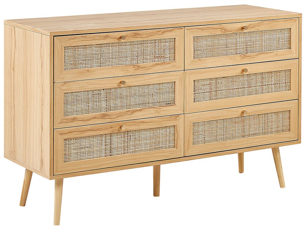 Kommode mit 6 Schubladen PEROTE Rattan Hellbraun