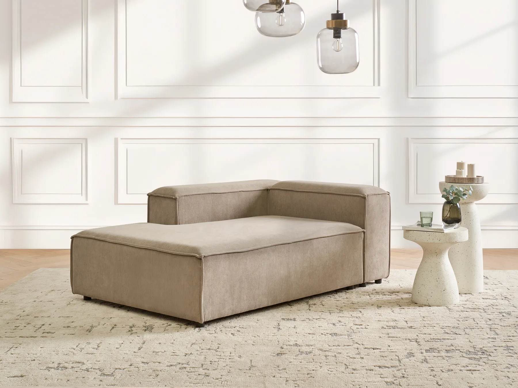Rechtsseitige Chaiselongue ARDAL Cord Hellbraun_940630