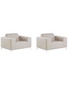 Set of 2 Garden Armchairs ROVIGO Fabric Beige