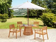 Gartenmöbel Set 4-Sitzer AGELLO mit Schirm (12 Optionen) Akazienholz Braun_1008844