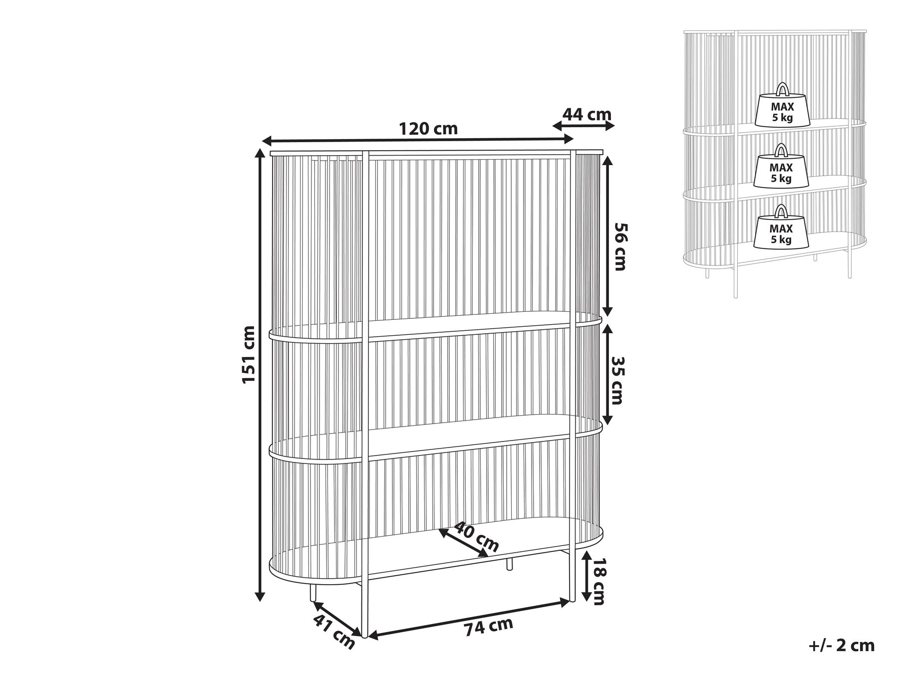3 Tier Shelving Unit BIRSON 151 cm Black_1002521