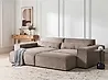 Modul Ecksofa 3-Sitzer HELLNAR mit Ottomane Stoff Hellbraun rechtsseitig