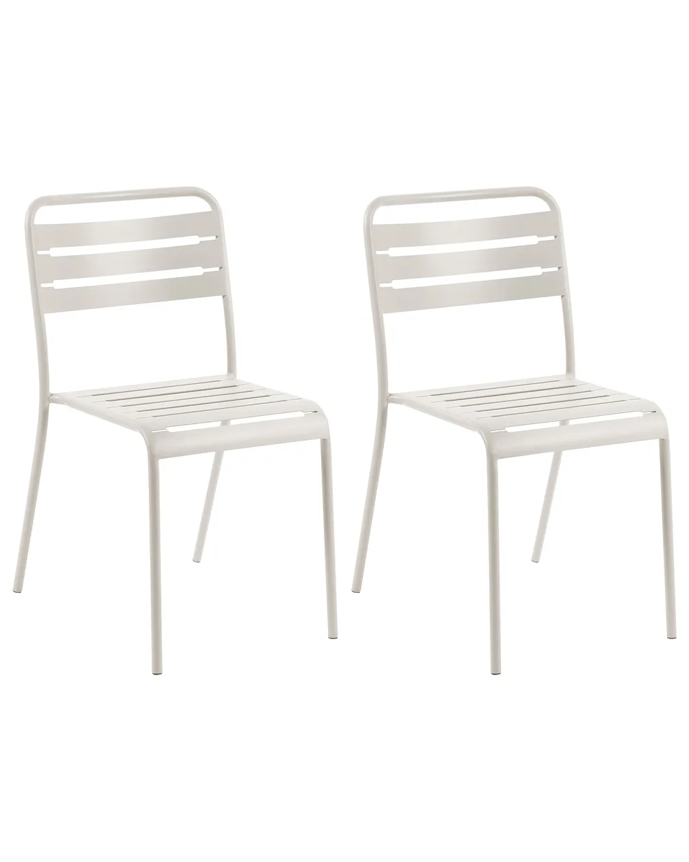 Gartenstuhl 2er Set LEFKADA Metall Hellbeige