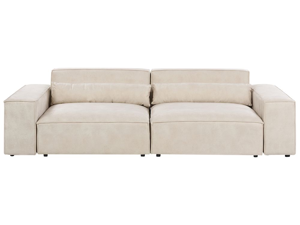 Modulsofa 2-Sitzer HELLNAR Samtstoff Hellbeige
