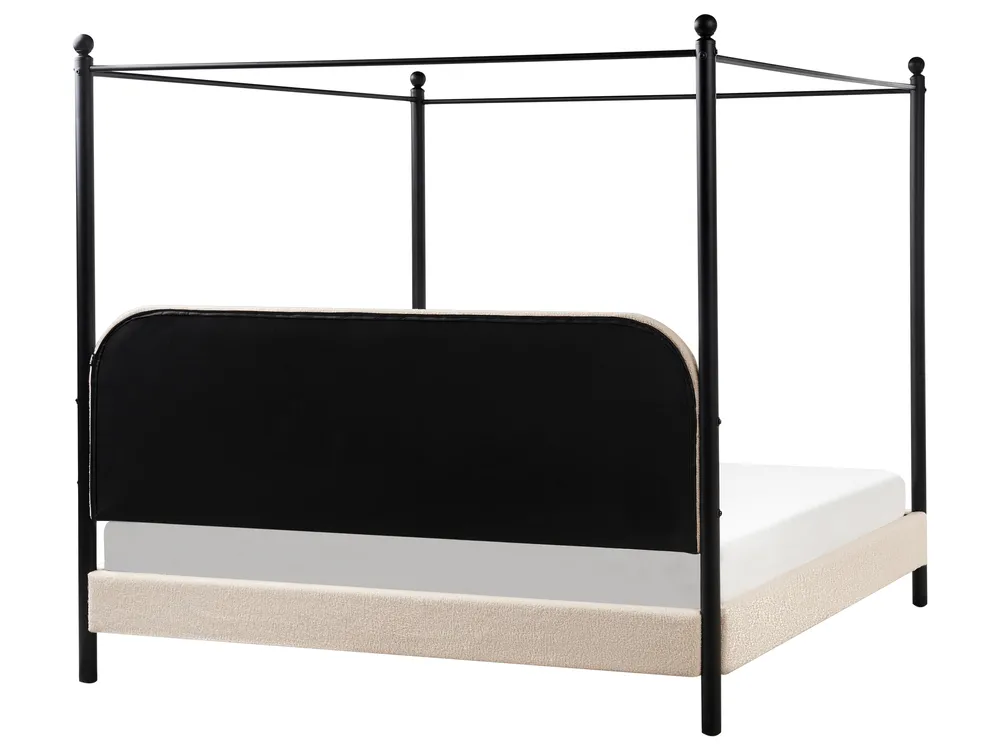 Himmelbett Bouclé DANNEMOIS 180 x 200 cm Beige_961019