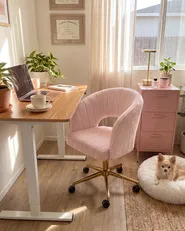 Desk Chair KATONAH Boucle Pastel Pink_1099358