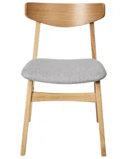 Set of 2 Dining Chairs SMILEY Wood Light Brown/ Grey_952349