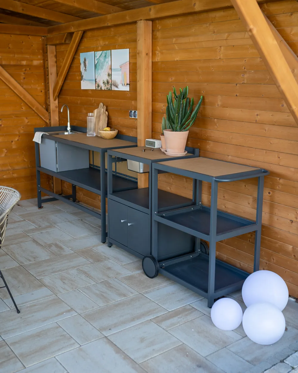 Set mit 3 Solar LED-Kugellampen für den Außenbereich LOBAINA mit Fernbedienung Weiß_988710