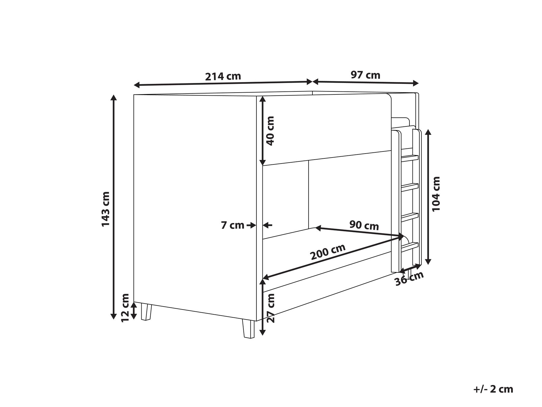 Hochbett Samtstoff CHOCQUES 90 x 200 cm Hellgrau_1040690
