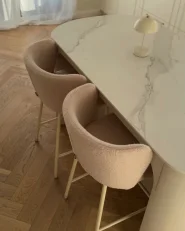 Set mit 2 Barstühlen MINA II Bouclé Hellbeige_997617