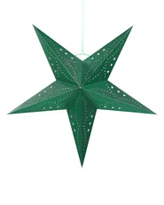 Set of 2 Hanging Decorations LED MOTTI 60 cm Star Emerald Green_835487
