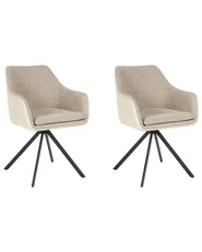 Set of 2 Dining Chairs LITHIA Fabric Taupe_986897