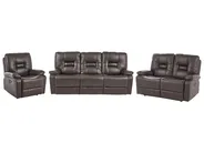 Sofa Set manuell verstellbar 6-Sitzer BERGEN Kunstleder Braun_1086650