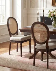Set of 2 Chairs NIVLOC Wood Dark Brown/ Beige_1095723