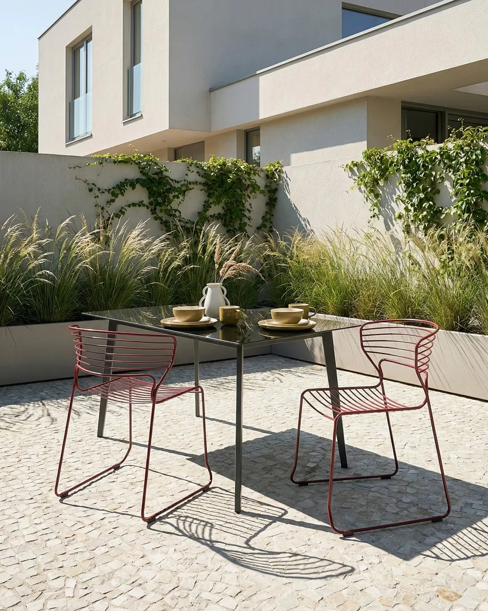 Gartenstuhl 2er Set PISTOIA Metall Rot