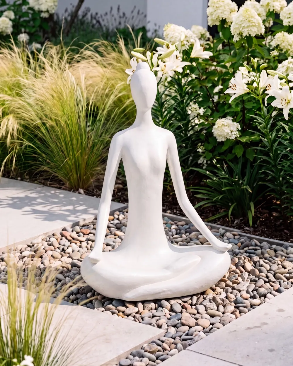 Gartenskulptur YOGHINA Frau Weiß