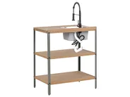 Outdoor-Kücheninsel mit Spüle IVREA Braun / Schwarz zertifiziertes Akazienholz_988266